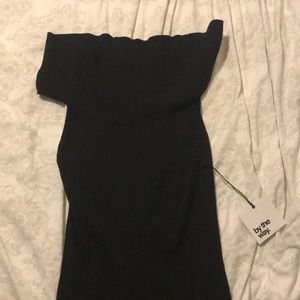Black ribbed off the shoulder sweater dress